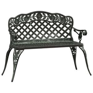 vidaXL Bancă de grădină, verde, 108 cm, aluminiu turnat