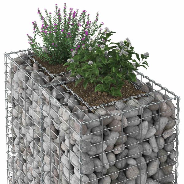 vidaXL Pat ridicat din gabion Argintiu 90 x 50 x 80 cm Oțel Galvanizat