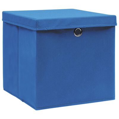 vidaXL Cutii depozitare cu capace 10 buc. albastru 32x32x32 cm, textil