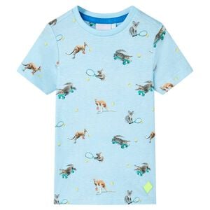 vidaXL Tricou pentru copii, albastru deschis melanj, 116
