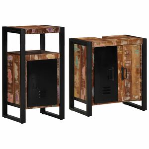 vidaXL Set de mobilier pentru baie 2 buc. Multicolor și negru