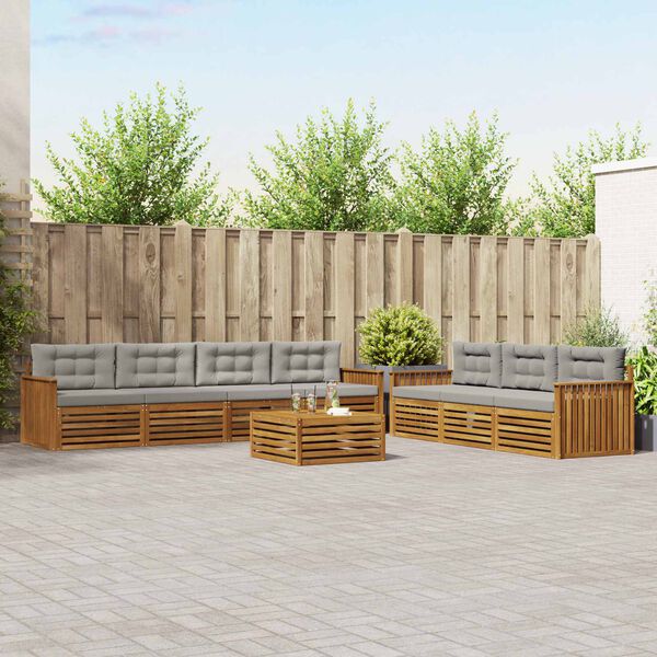 vidaXL Set de canapele de exterior 8 pcs Gri natural și deschis