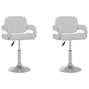 vidaXL Scaune de bucătărie pivotante, 2 buc., alb, piele artificială