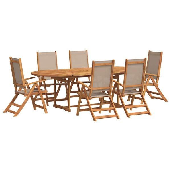 vidaXL Set mobilier de grădină, 7 piese, lemn masiv acacia/textilenă