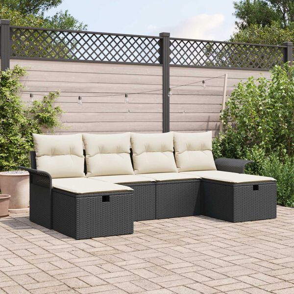 vidaXL Set de canapele pentru grădină cu pernă 6 pcs Rattan poli