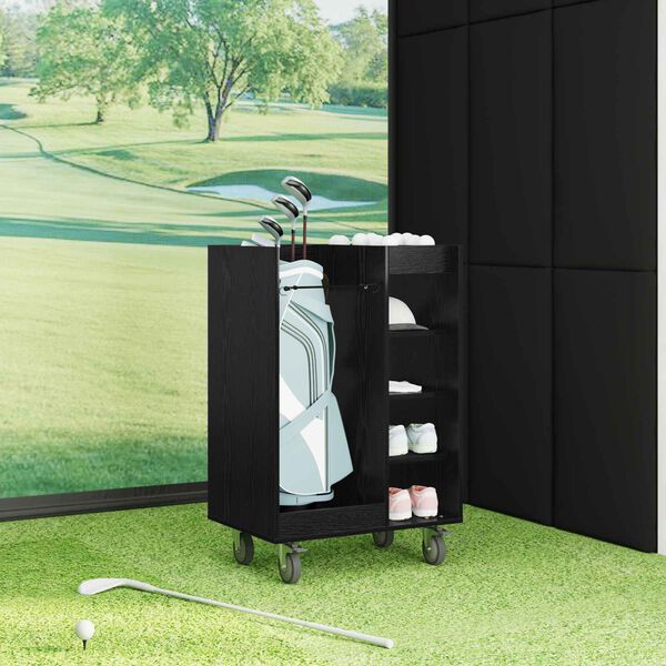 vidaXL Dulap Golf cu roata Simplu Stejar Negru 65 x 45 x 98 cm