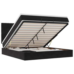 vidaXL Cadru de pat otoman cu saltele, catifea neagră 160x200cm