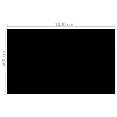 vidaXL Prelată piscină, negru, 1000 x 600 cm, PE, dreptunghiular