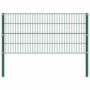 vidaXL Panou de gard cu st&acirc;lpi din fier, verde, 176,5x80 cm