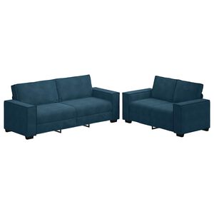 vidaXL Set de canapele cu perne, 2 piese, albastru, catifea