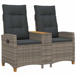 vidaXL Bancă reclinabilă cu masă 2 -Seater 126 x 65 x 112 cm poliratan