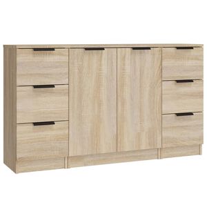 vidaXL Servante, 3 piese, stejar sonoma, lemn prelucrat