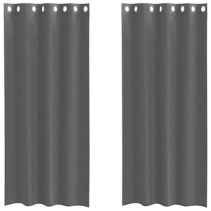 vidaXL Perdele Voile cu Oelii 2 buc Gri &icirc;nchis 140x225 cm