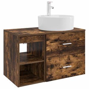 vidaXL Set de mobilier pentru baie 2 pcs Stejar fumuriu Lemn prelucrat