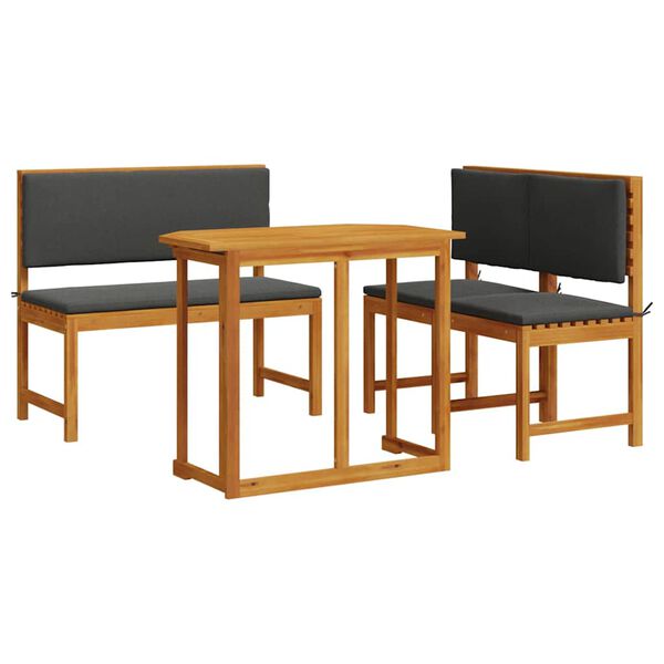 vidaXL Set Bistro de Grădină 3 pcs Maro lemn masiv de acacia