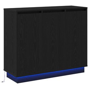 vidaXL Bufet LED Stejar Negru 90 x 32 x 75 cm Lemn compozit