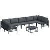vidaXL Set de canapele pentru grădină cu pernă 8 pcs Negru Oțel