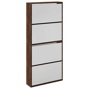 vidaXL Pantofar cu oglindă, 4 niveluri, stejar maro, 63x17x134 cm