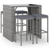 vidaXL Set mobilier bar de grădină, cu perne, 5 piese, gri, poliratan