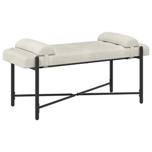 vidaXL Bancă cu butoane și perne Crem 110 x 40 x 46 cm Catifea