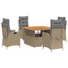vidaXL Set mobilier de grădină cu perne, 5 piese, bej, poliratan