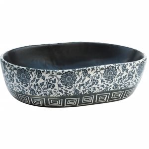 vidaXL Lavoar de blat, negru și albastru, 47x33x13 cm, ceramică, oval