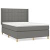 vidaXL Pat box spring cu saltea, gri &icirc;nchis, 140x200 cm, textil