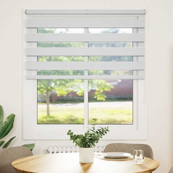 vidaXL Jaluzea tip zebra alb lățime țesătură 120,9 cm poliester