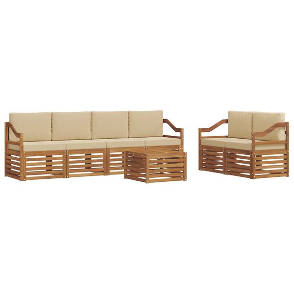 vidaXL Set de canapele de exterior cu pernă 7 pcs Natural și Bej
