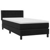vidaXL Pat box spring cu saltea, negru, 80x220 cm, catifea