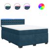 vidaXL Pat box spring cu saltea, albastru, 140x200 cm, catifea