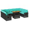 vidaXL Set canapele de grădină cu perne, 10 piese, negru, poliratan