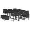 vidaXL Set mobilier de exterior cu perne, 11 piese, negru, poliratan