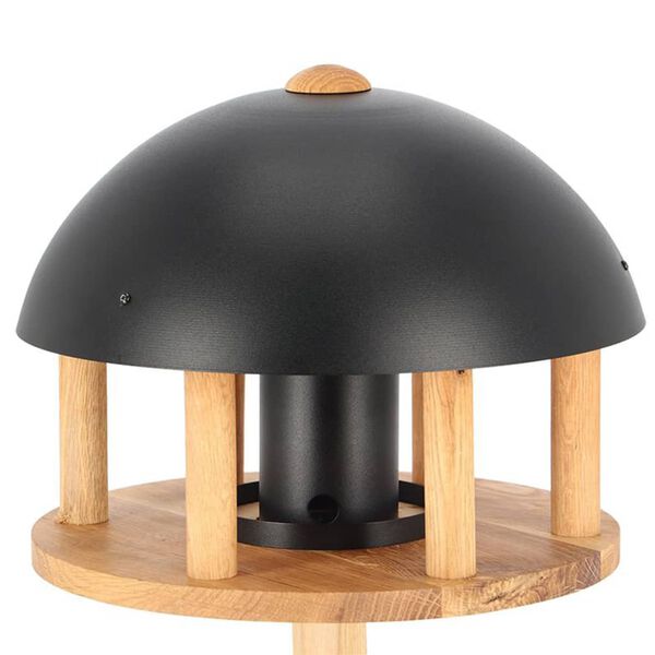 Esschert Design Masă pentru păsări cu siloz și acoperiș rotund, negru