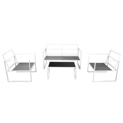 vidaXL Set mobilier de grădină cu perne, 4 piese, alb, oțel