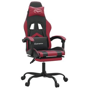 vidaXL Scaun gaming pivotant/suport picioare negru/roșu vin piele eco