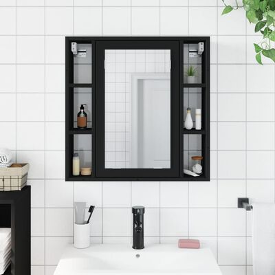 vidaXL Dulap baie cu oglindă negru 60x16x60 cm lemn compozit