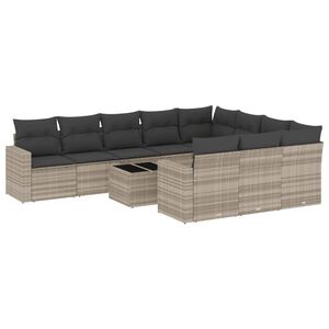 vidaXL Set canapele de grădină cu perne, 11 piese, gri, poliratan