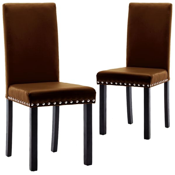 vidaXL Scaune de bucătărie, 2 buc, maro, PVC