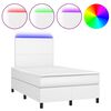 vidaXL Pat box spring cu saltea și LED, alb, 120x190 cm, piele eco