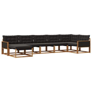 vidaXL Set de canapele de exterior 7 buc. Natural și Negru
