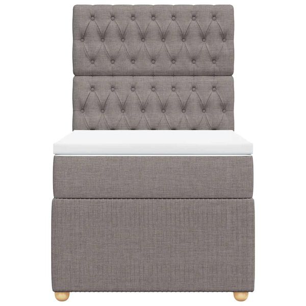 vidaXL Pat box spring cu saltea, gri taupe, 80x200 cm, textil