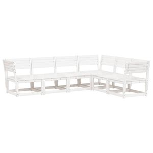vidaXL Set canapea de grădină, 6 piese, alb, lemn masiv pin