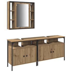 vidaXL Unități de vanitate pentru baie 3 buc. Maro 80 x 30 x 60 cm