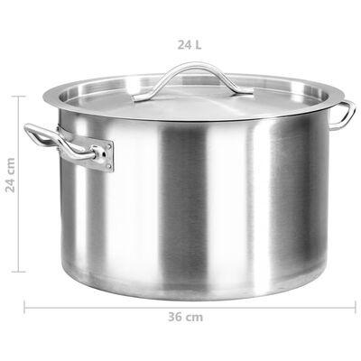 vidaXL Oală de supă, 36x24 cm, oțel inoxidabil, 24 L