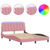 vidaXL Cadru de pat cu LED fără saltea, Hanko, roz, 140x190 cm, catifea