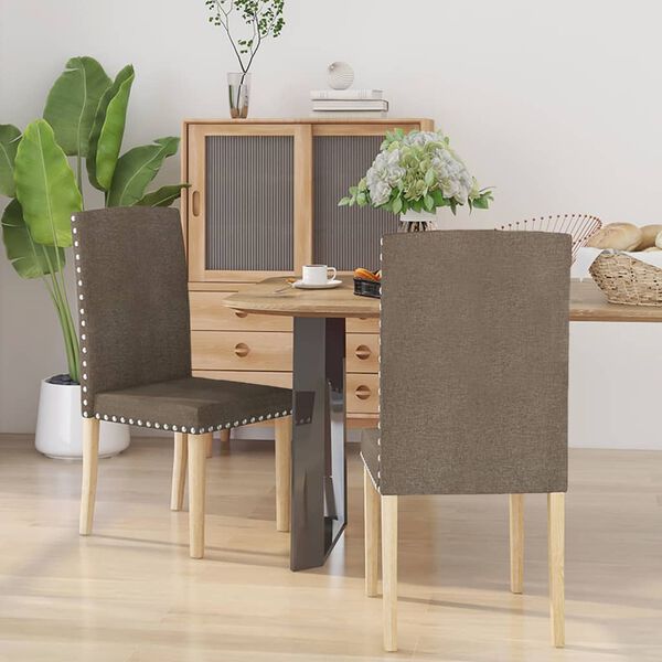 vidaXL Scaune de bucătărie, 2 buc., gri taupe, material textil