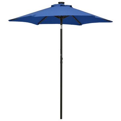 vidaXL Umbrelă de soare cu lumini LED albastru azur 200x211cm aluminiu