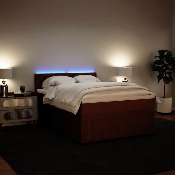 vidaXL Pat box spring cu saltea, roz, 140x200 cm, catifea