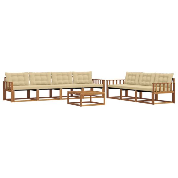 vidaXL Set de canapele de exterior cu pernă 8 pcs Natural și Bej